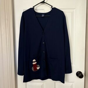 Navy Cardigan with Lighthouse Patch